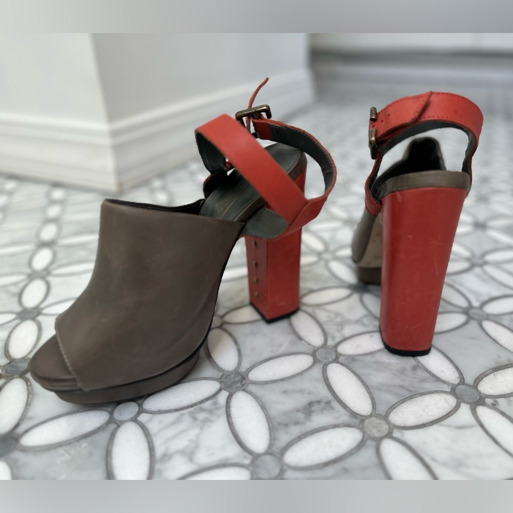 Topshop Platform Sandals Heels, Leather, Size 6.5